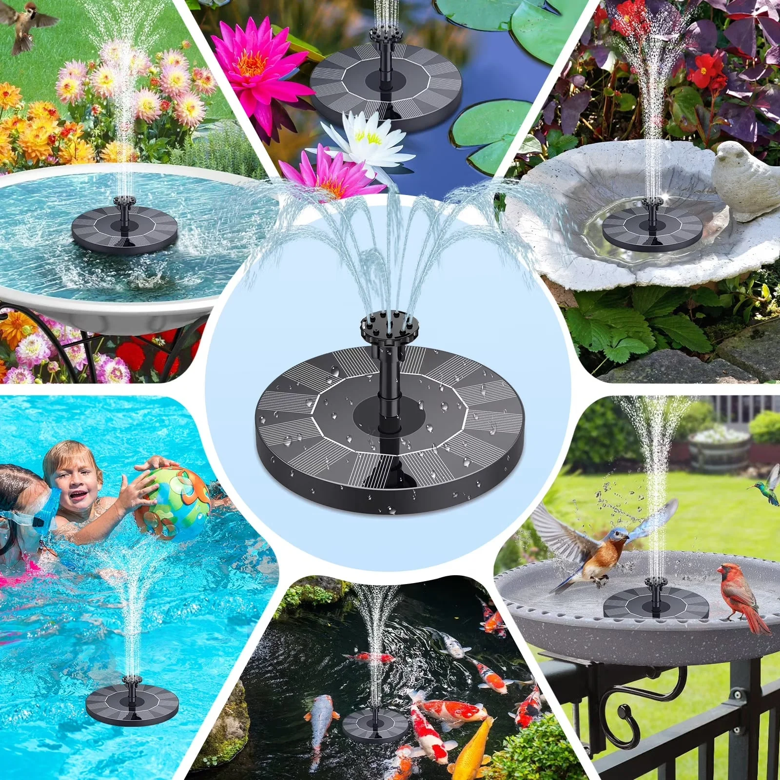 Solar Fountain Pump Backyard Pond Water Feature Decor - Image 4